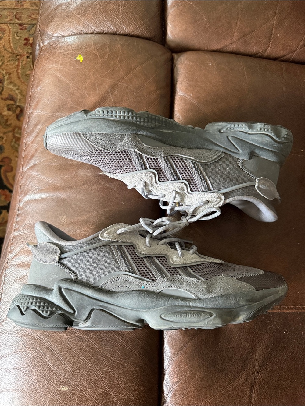 adidas Men's ozweego Athletic Sneakers in Gray and Dark Gray - Picture 3 of 11